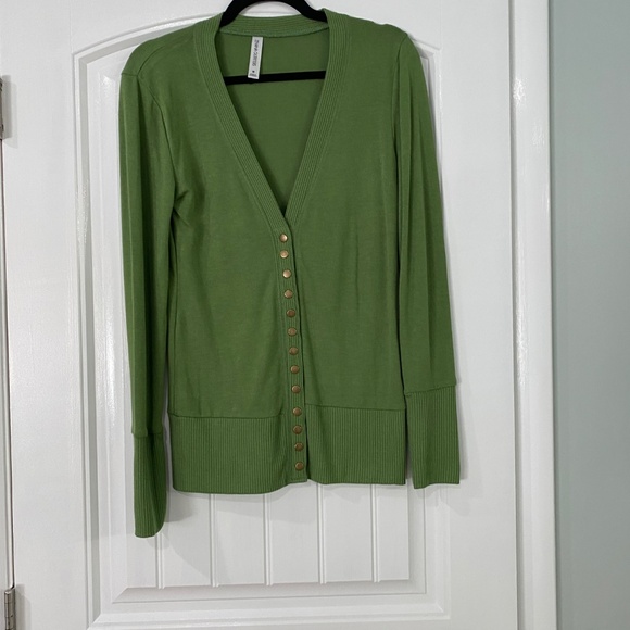 Women's V-Neck Button-Up Cardigans (3) - Brown, Taupe, and Green - Picture 7 of 15